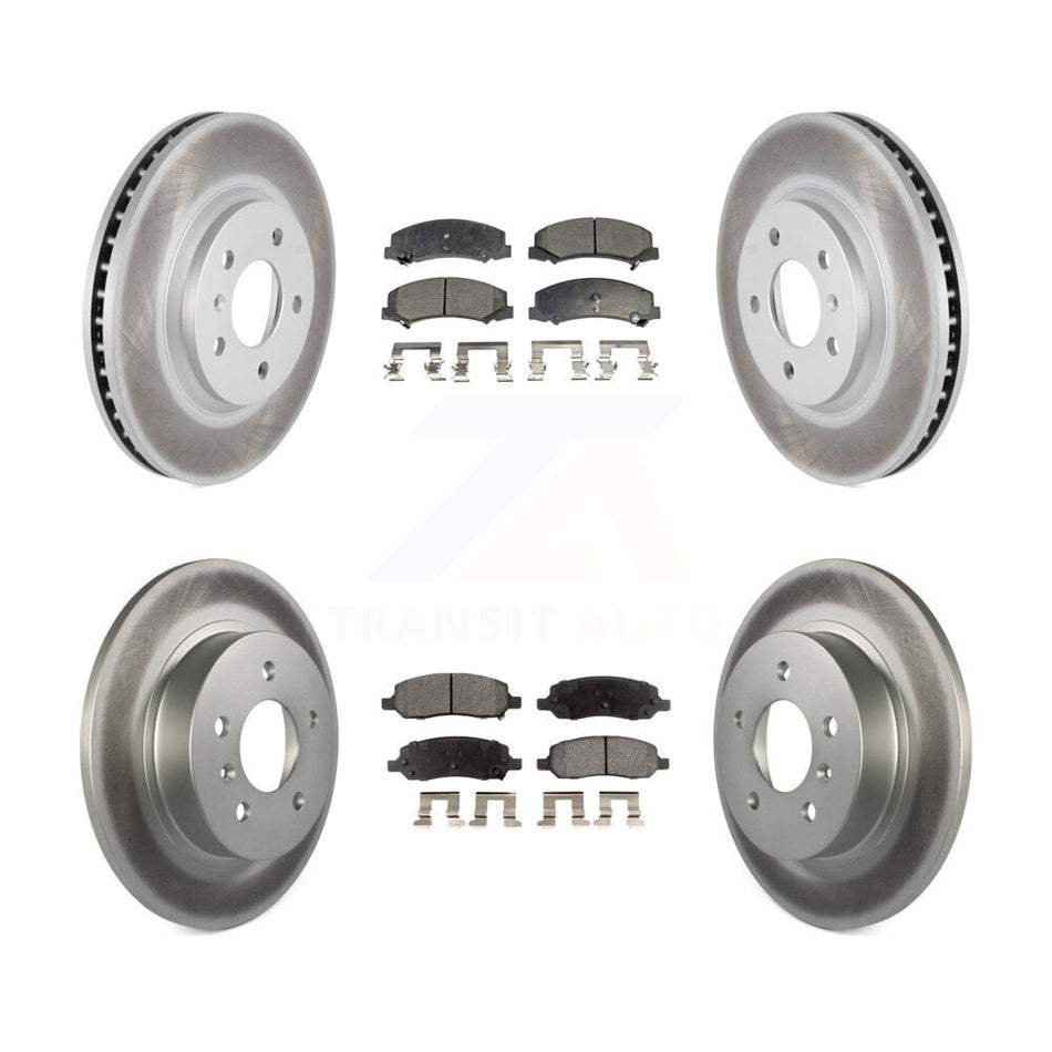 Front Rear Coated Disc Brake Rotors And Ceramic Pads Kit For Buick Lucerne KGT-100633