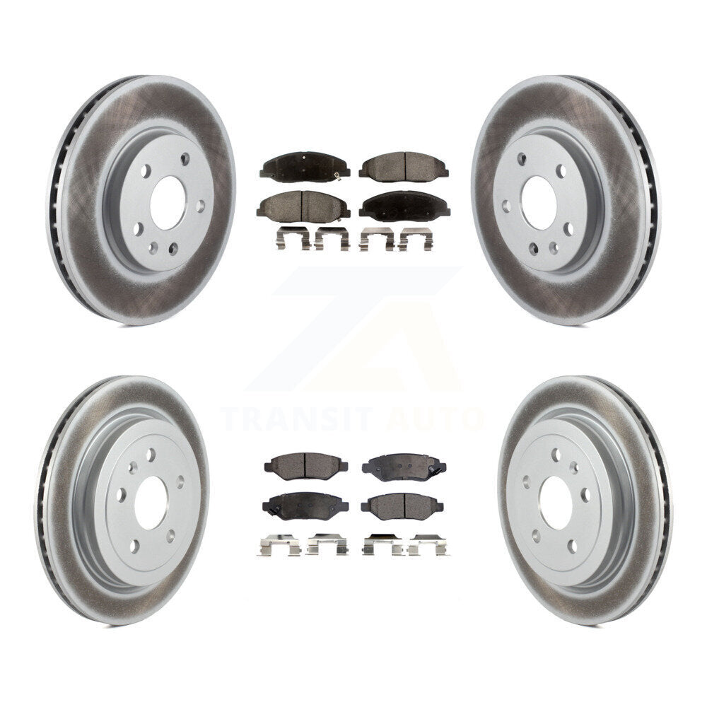 Front Rear Coated Brake Rotors Ceramic Pad Kit For Cadillac CTS Without Heavy Duty Brakes KGT-100640