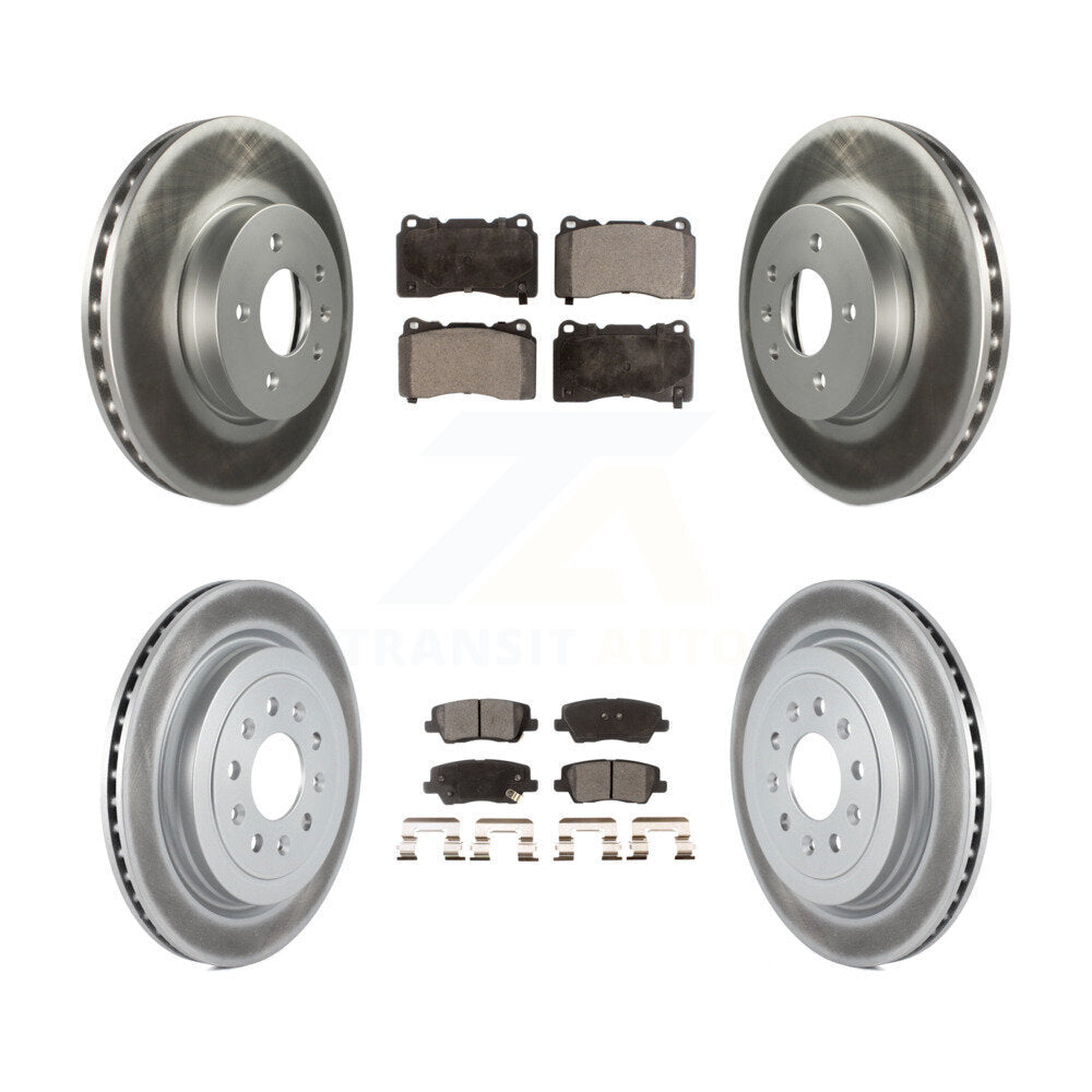 Front Rear Coated Disc Brake Rotors And Ceramic Pads Kit For Cadillac ATS KGT-100658