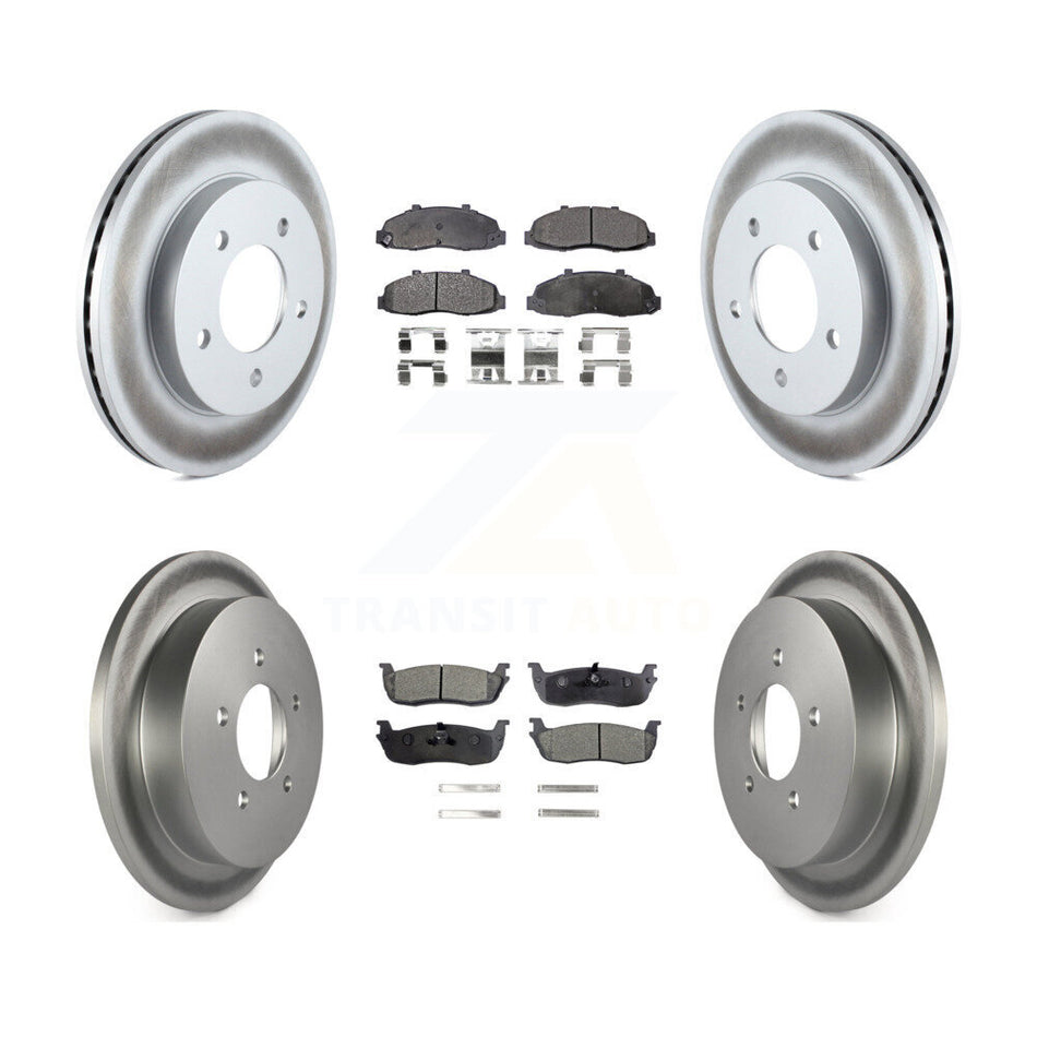 Front Rear Coated Disc Brake Rotors And Ceramic Pads Kit For Ford F-150 Heritage 4WD KGT-100663