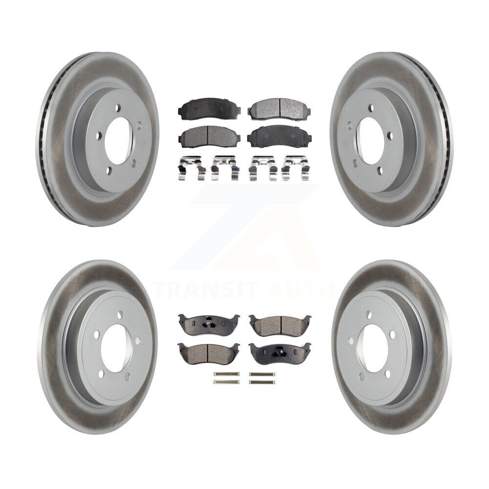 Front Rear Coated Disc Brake Rotors Ceramic Pad Kit For Ford Explorer Mercury Mountaineer KGT-100669