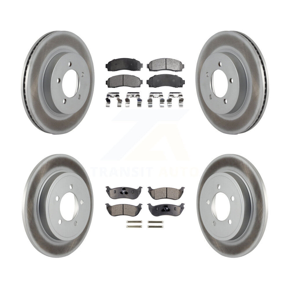 Front Rear Coated Disc Brake Rotors Ceramic Pad Kit For Ford Explorer Mercury Mountaineer KGT-100669
