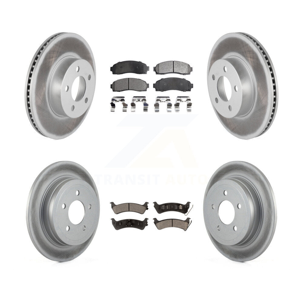 Front Rear Coated Disc Brake Rotors And Ceramic Pads Kit For Ford Explorer Sport Trac 4WD KGT-100673