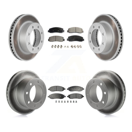 Front Rear Coated Disc Brake Rotors And Ceramic Pads Kit For Ford F-350 Super Duty F-250 KGT-100683