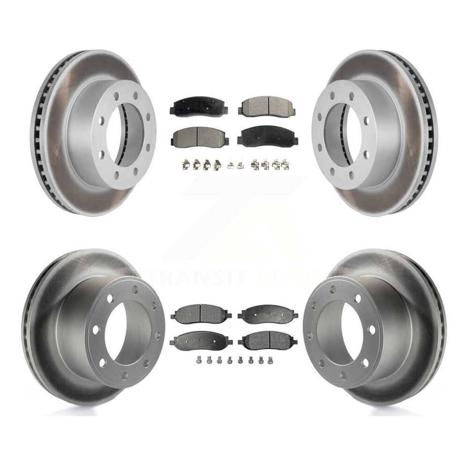 Front Rear Coated Disc Brake Rotors And Ceramic Pads Kit For Ford F-350 Super Duty F-250 KGT-100683