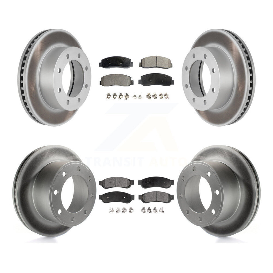 Front Rear Coat Disc Brake Rotors Ceramic Pad Kit For 2008-2009 Ford F-250 Super Duty 4WD KGT-100684