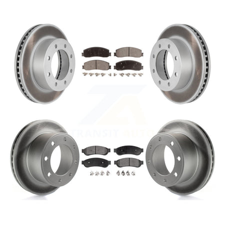Front Rear Coated Disc Brake Rotors & Ceramic Pad Kit For Ford F-250 Super Duty F-350 4WD KGT-100687