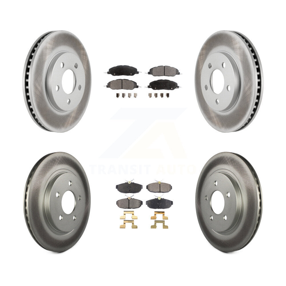 Front Rear Coated Disc Brake Rotors And Ceramic Pads Kit For 2005-2010 Ford Mustang Base KGT-100692