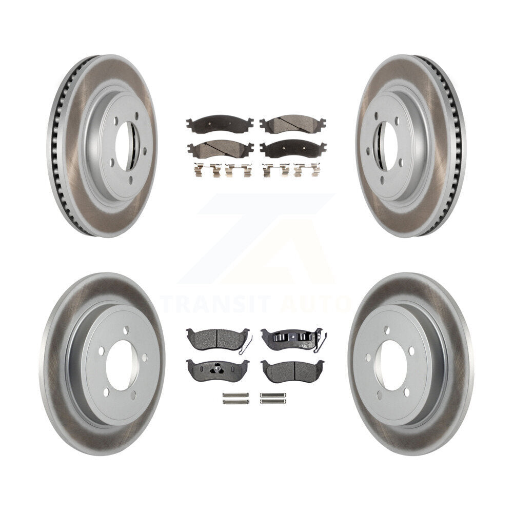 Front Rear Coated Disc Brake Rotor & Ceramic Pad Kit For Ford Explorer Sport Trac Mercury KGT-100697