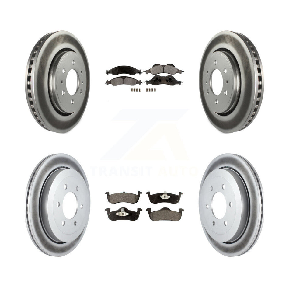 Front Rear Coated Disc Brake Rotors Ceramic Pad Kit For Ford Expedition Lincoln Navigator KGT-100701