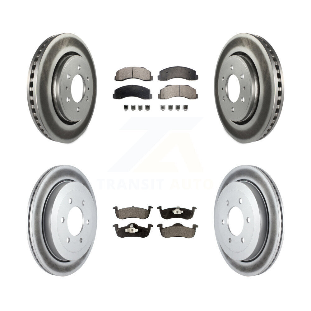 Front Rear Coated Disc Brake Rotors Ceramic Pad Kit For Ford Expedition Lincoln Navigator KGT-100703