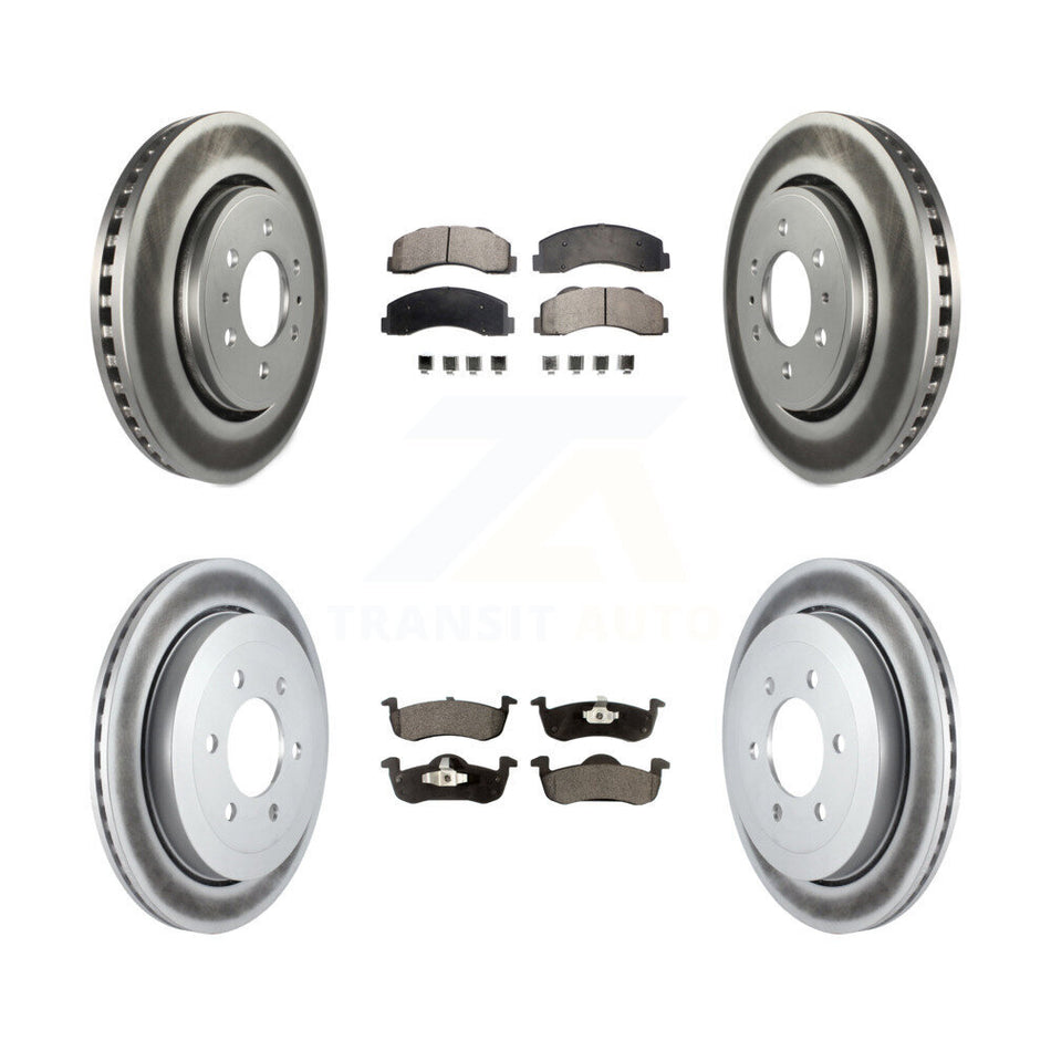 Front Rear Coated Disc Brake Rotors Ceramic Pad Kit For Ford Expedition Lincoln Navigator KGT-100703