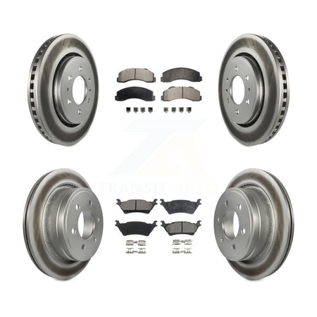 Front Rear Coated Disc Brake Rotors And Ceramic Pads Kit For Ford F-150 KGT-100704