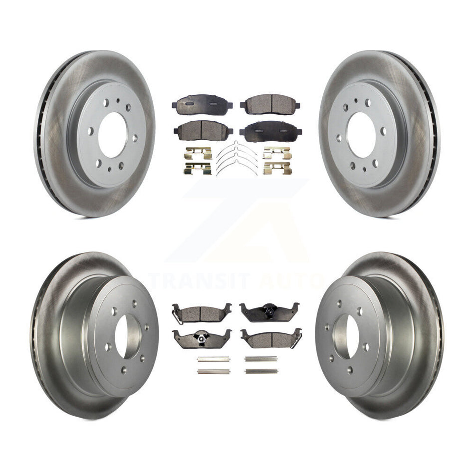 Front Rear Coated Disc Brake Rotors Ceramic Pad Kit For 2009 Ford F-150 With 6 Lug Wheels KGT-100710
