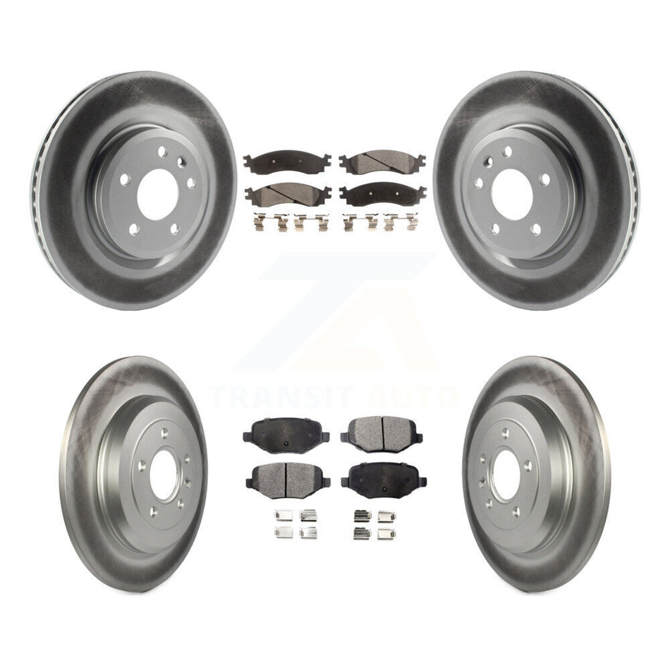 Front Rear Coated Disc Brake Rotors And Ceramic Pads Kit For 2010-2012 Ford Taurus SHO KGT-100711