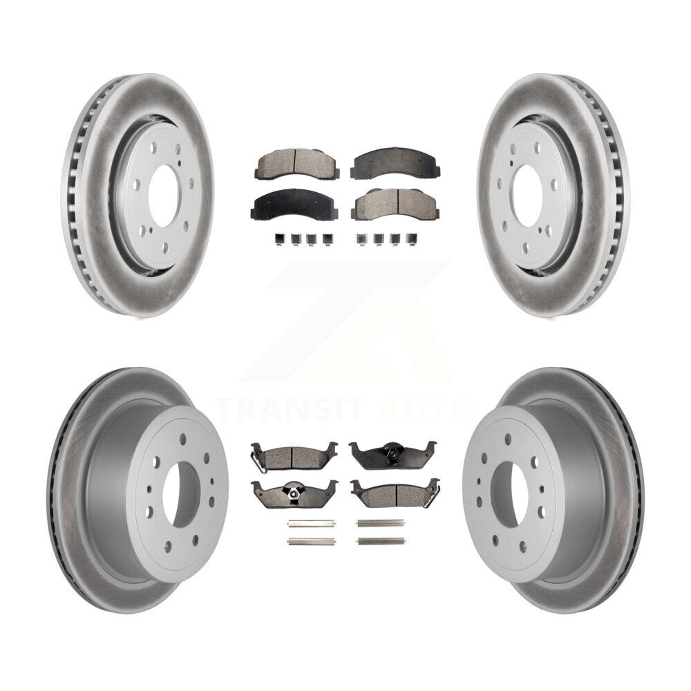 Front Rear Coated Brake Rotors Ceramic Pad Kit For 2010-2011 Ford F-150 With 7 Lug Wheels KGT-100716