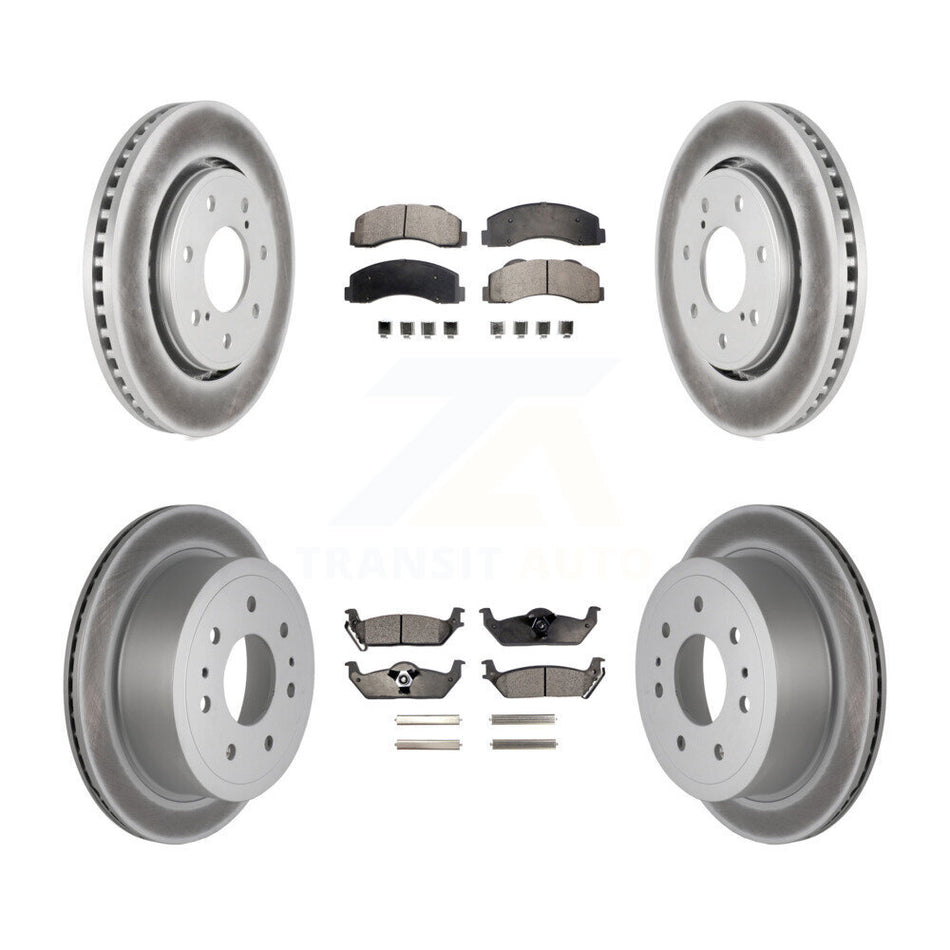 Front Rear Coated Brake Rotors Ceramic Pad Kit For 2010-2011 Ford F-150 With 7 Lug Wheels KGT-100716