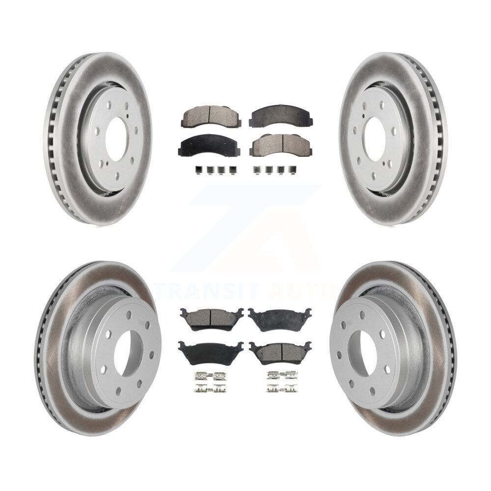 Front Rear Coated Brake Rotors Ceramic Pad Kit For 2012-2014 Ford F-150 With 7 Lug Wheels KGT-100717