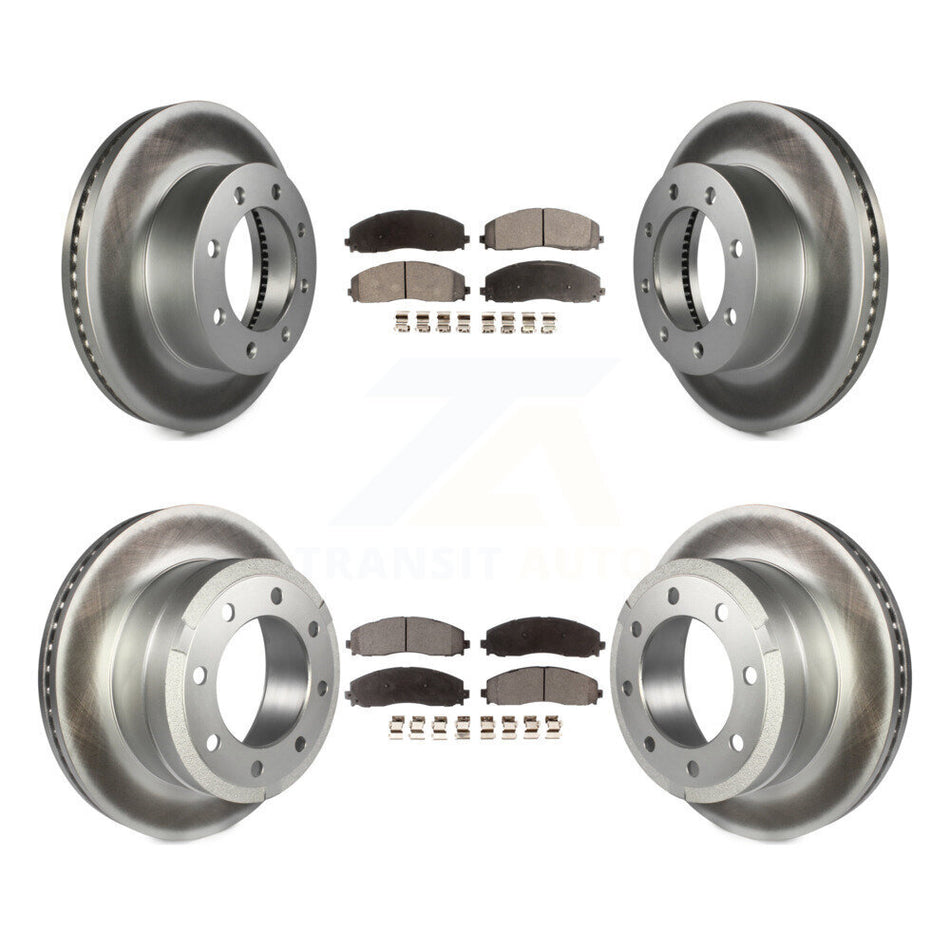 Front Rear Coated Disc Brake Rotors & Ceramic Pad Kit For Ford F-250 Super Duty F-350 4WD KGT-100728