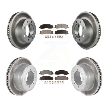 Front Rear Coated Disc Brake Rotors Ceramic Pad Kit For Ford F-350 Super Duty F-250 F-450 KGT-100729