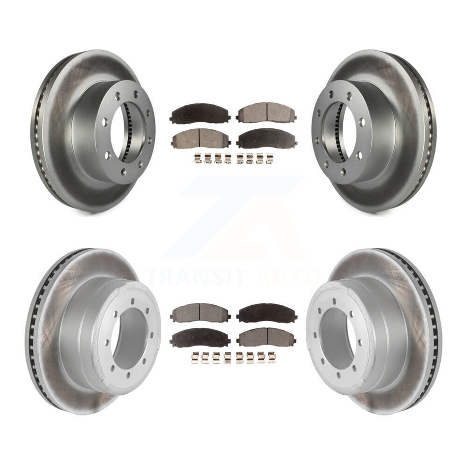 Front Rear Coated Disc Brake Rotors Ceramic Pad Kit For Ford F-350 Super Duty F-250 F-450 KGT-100729