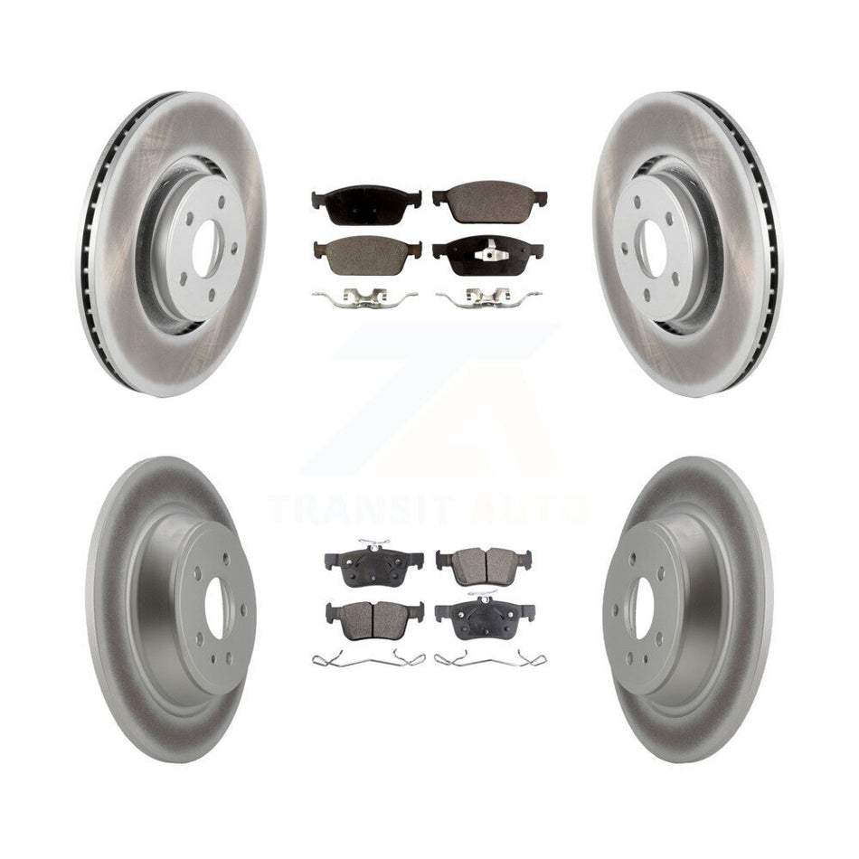 Front Rear Coated Disc Brake Rotors And Ceramic Pads Kit For Lincoln MKC KGT-100734