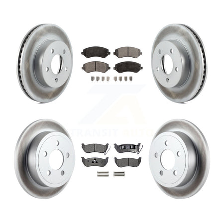 Front Rear Coated Disc Brake Rotors And Ceramic Pads Kit For 2003-2007 Jeep Liberty KGT-100750