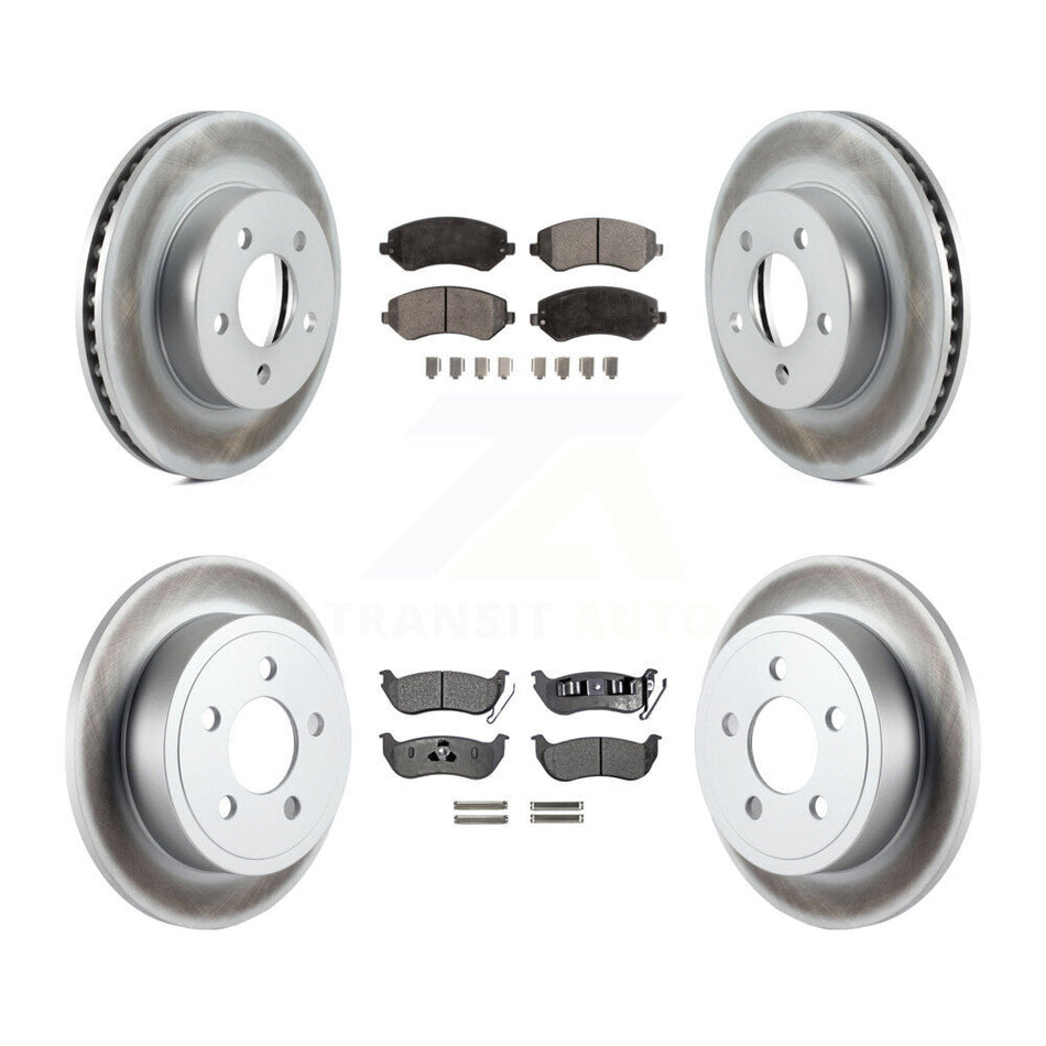 Front Rear Coated Disc Brake Rotors And Ceramic Pads Kit For 2003-2007 Jeep Liberty KGT-100750