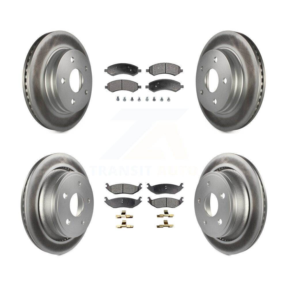 Front Rear Coated Brake Rotor & Ceramic Pad Kit For Ram 1500 Classic Dodge Chrysler Aspen KGT-100755