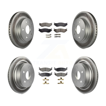 Front Rear Coated Disc Brake Rotors And Ceramic Pads Kit For Dodge Ram 1500 Durango KGT-100757