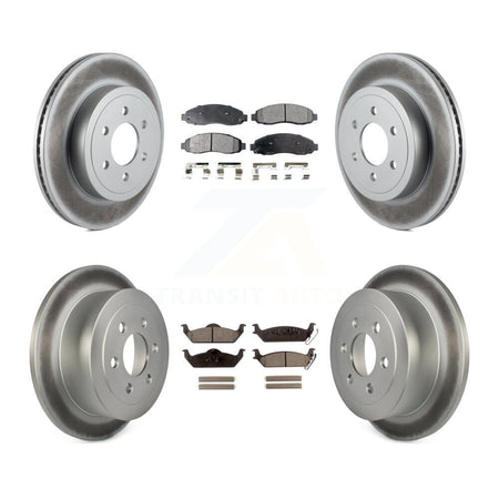Front Rear Coated Disc Brake Rotors And Ceramic Pads Kit For 2003-2004 Dodge Dakota KGT-100759