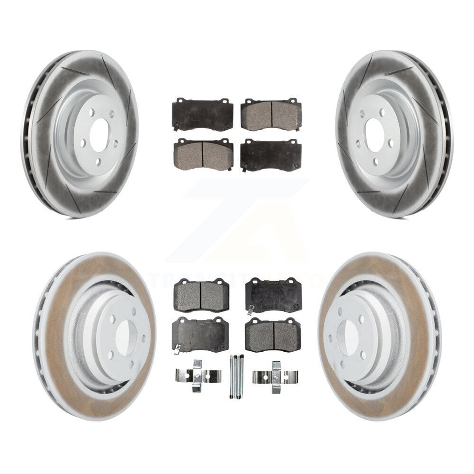 Front Rear Coated Brake Rotor & Ceramic Pad Kit For Dodge Charger Chrysler 300 Challenger KGT-100767