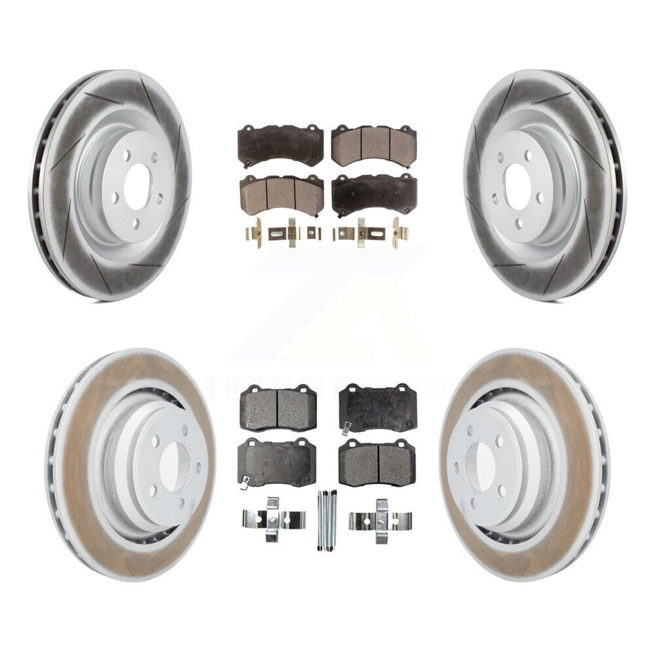 Front Rear Coated Disc Brake Rotors And Ceramic Pads Kit For Dodge Challenger Charger KGT-100771