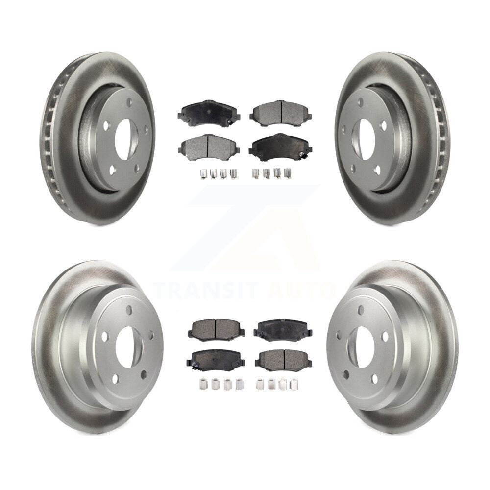 Front Rear Coated Disc Brake Rotors And Ceramic Pads Kit For Jeep Wrangler KGT-100780