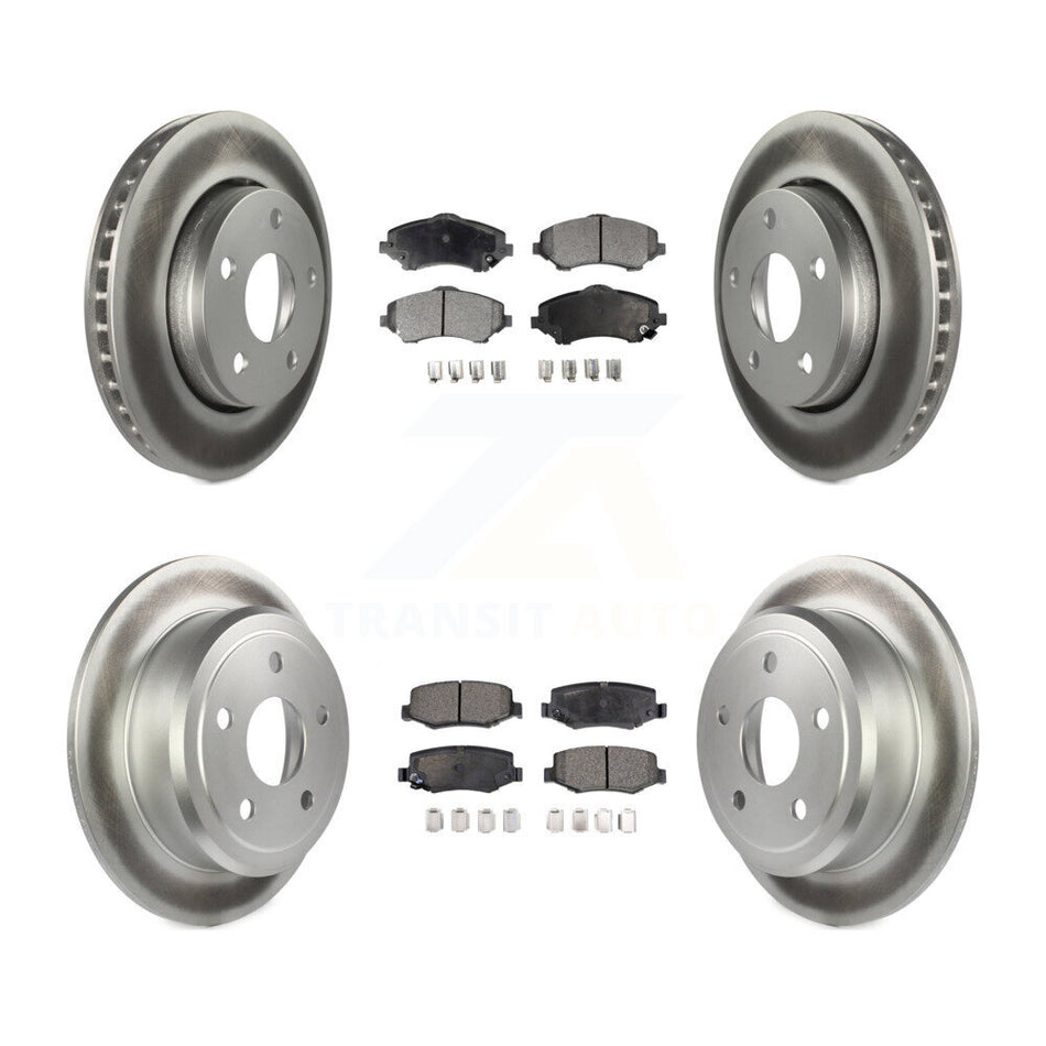 Front Rear Coated Disc Brake Rotors And Ceramic Pads Kit For Jeep Wrangler KGT-100780
