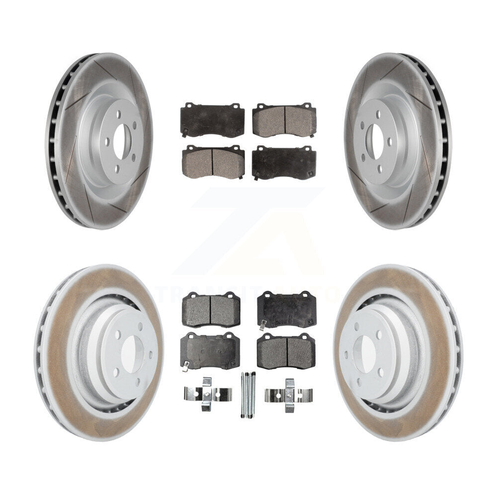 Front Rear Coated Brake Rotor & Ceramic Pad Kit For Dodge Charger Chrysler 300 Challenger KGT-100784
