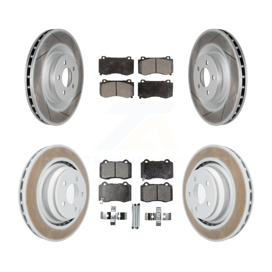 Front Rear Coated Brake Rotor & Ceramic Pad Kit For Dodge Charger Chrysler 300 Challenger KGT-100784