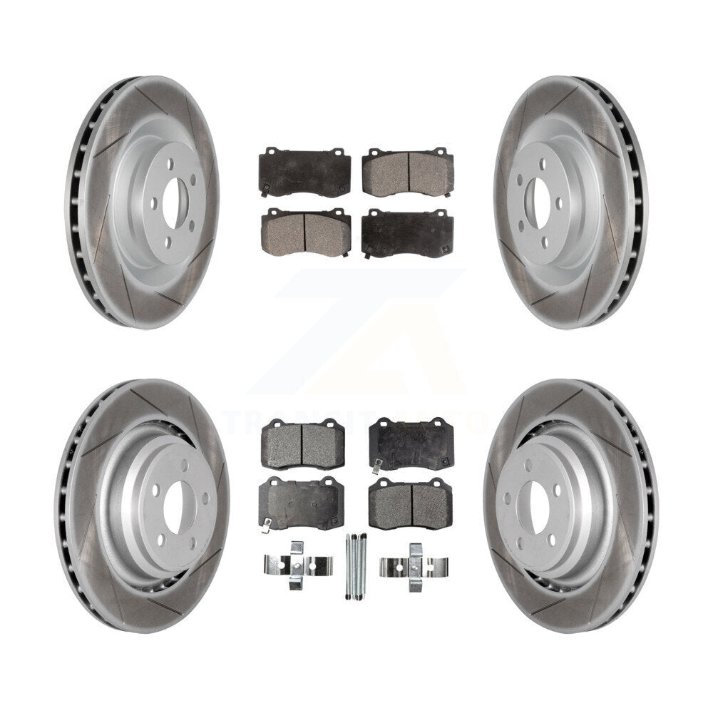 Front Rear Coated Brake Rotor & Ceramic Pad Kit For Dodge Charger Chrysler 300 Challenger KGT-100786