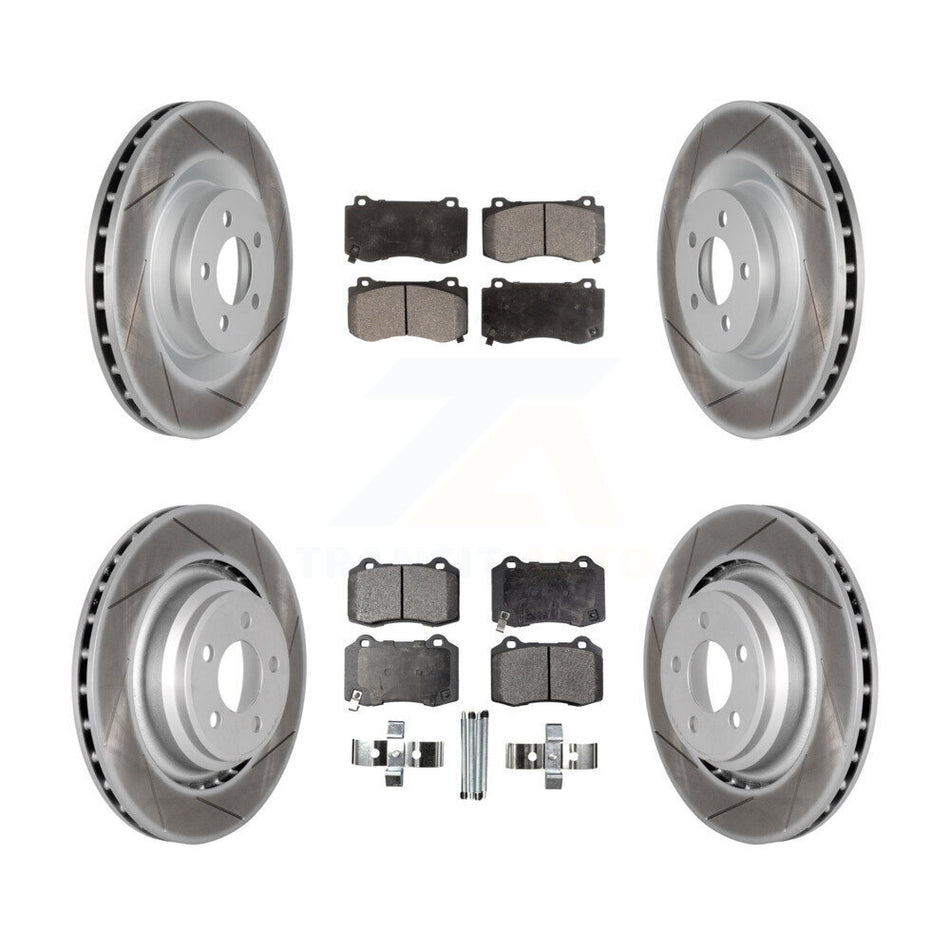 Front Rear Coated Brake Rotor & Ceramic Pad Kit For Dodge Charger Chrysler 300 Challenger KGT-100786