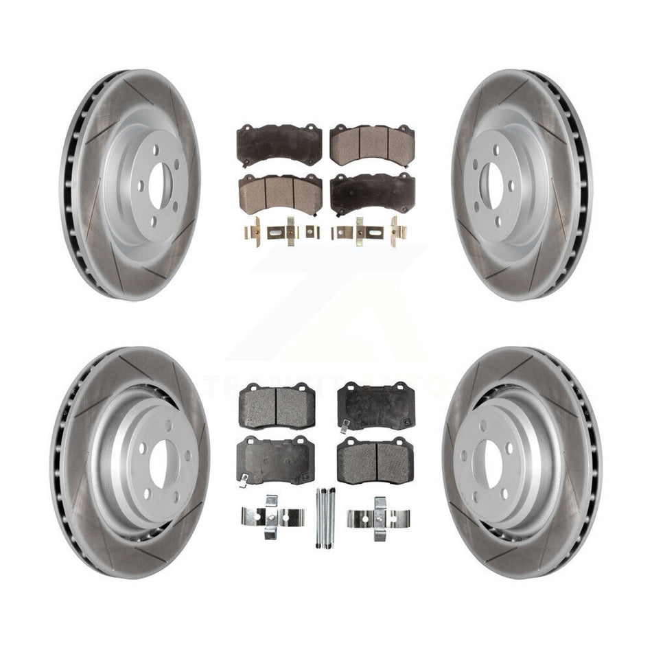 Front Rear Coated Disc Brake Rotors And Ceramic Pads Kit For Dodge Challenger Charger KGT-100789