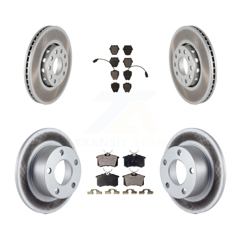Front Rear Coated Disc Brake Rotors And Ceramic Pads Kit For 2002 Volkswagen Passat FWD KGT-100823