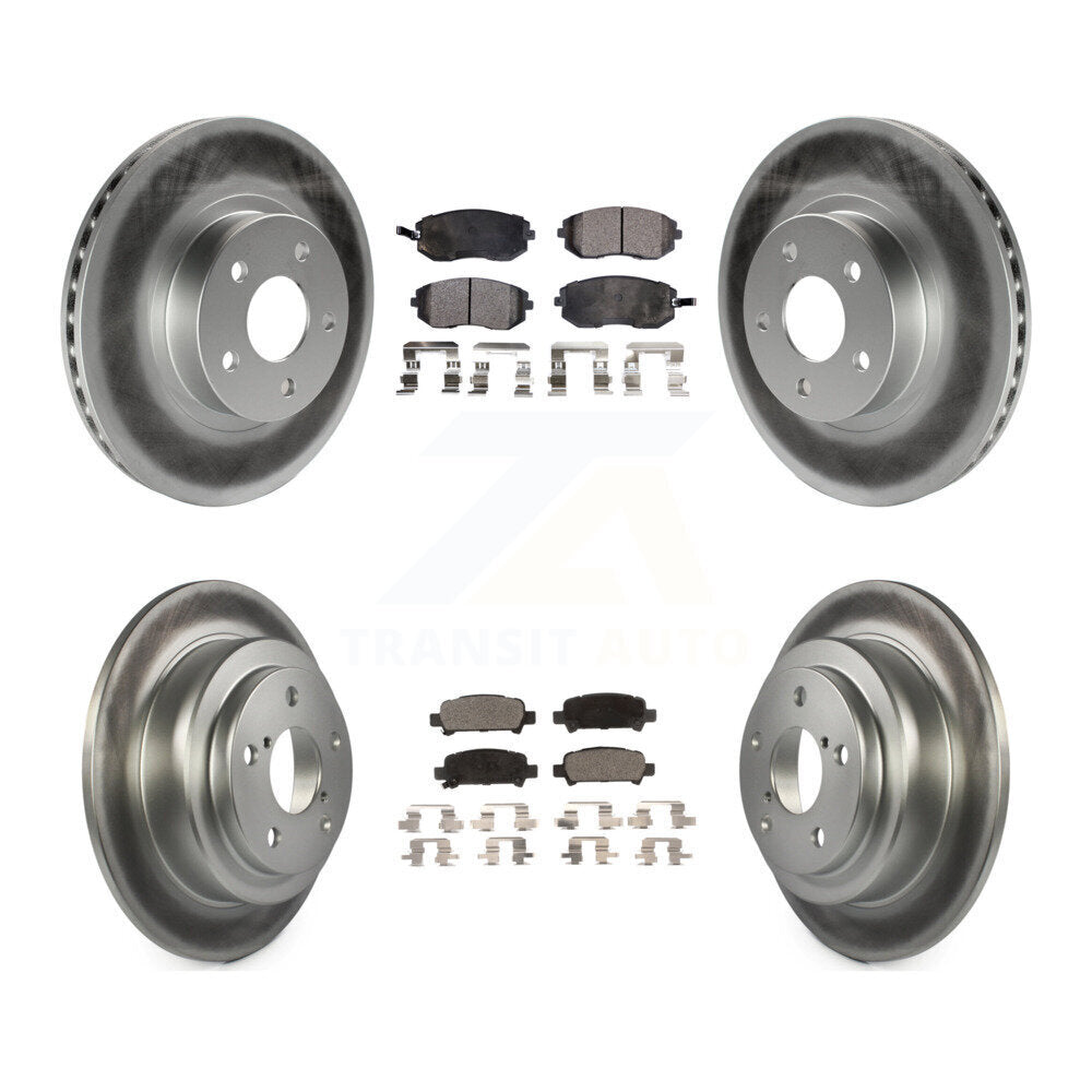 Front Rear Coated Disc Brake Rotors And Ceramic Pads Kit For Subaru Impreza Outback RS TS KGT-100831