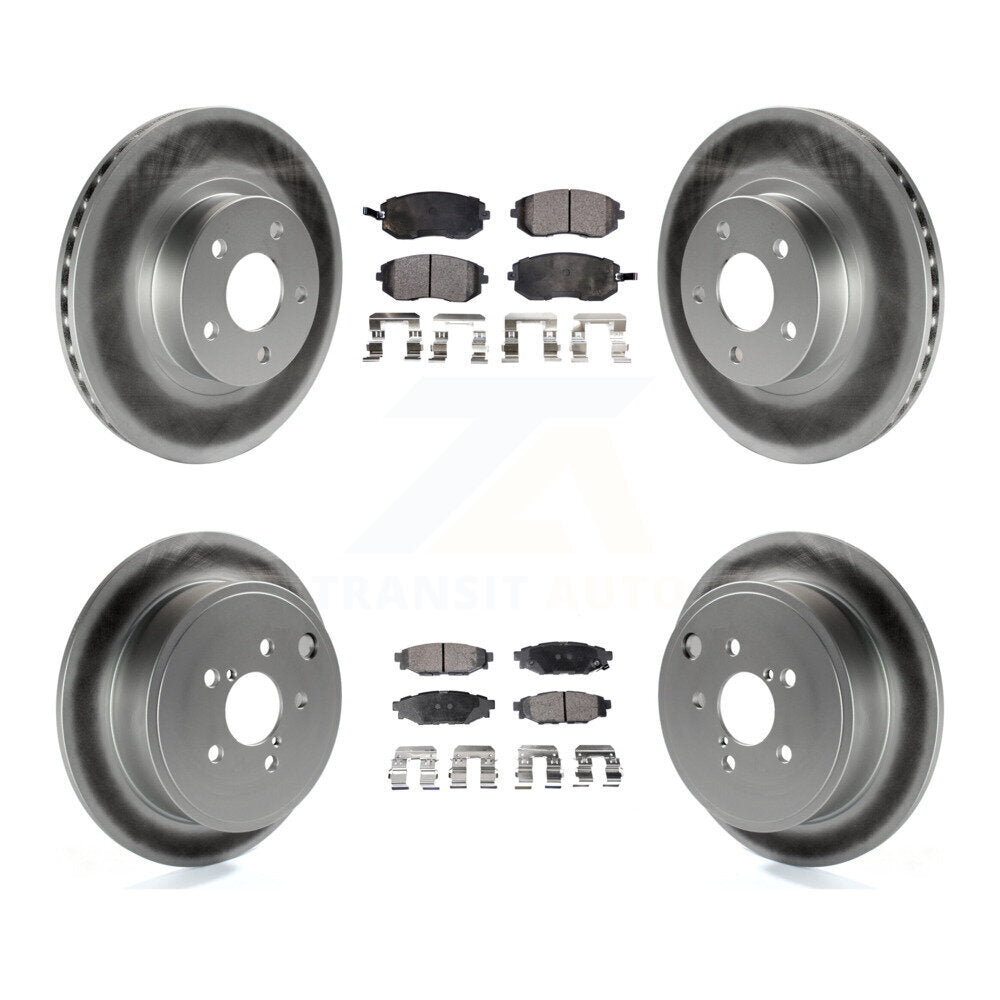 Front Rear Coated Disc Brake Rotors And Ceramic Pads Kit For Subaru Impreza KGT-100834