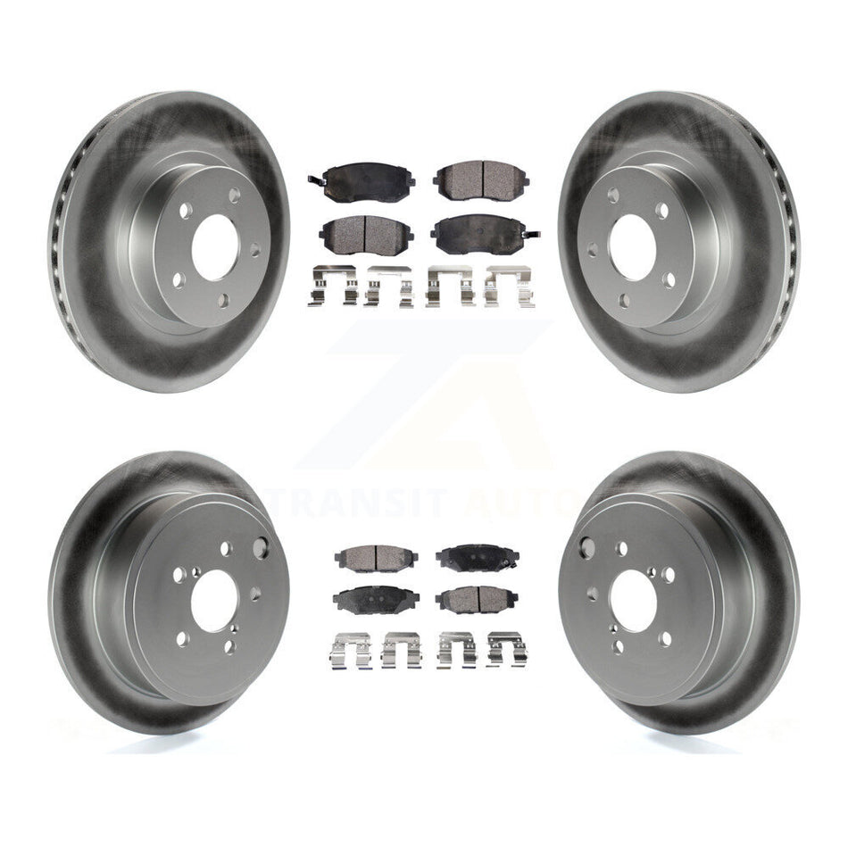 Front Rear Coated Disc Brake Rotors And Ceramic Pads Kit For Subaru Impreza KGT-100834