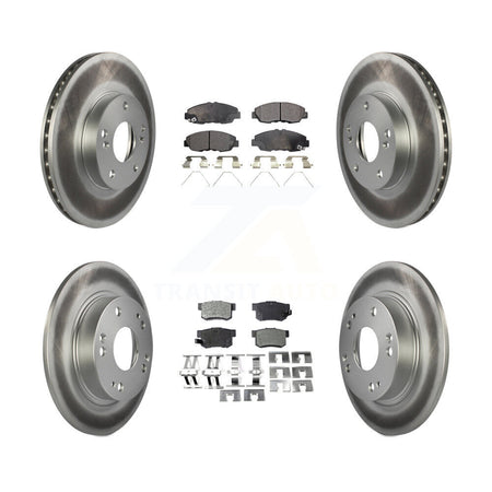 Front Rear Coated Disc Brake Rotors And Ceramic Pad Kit For 2014-2015 Honda Civic Touring KGT-100837