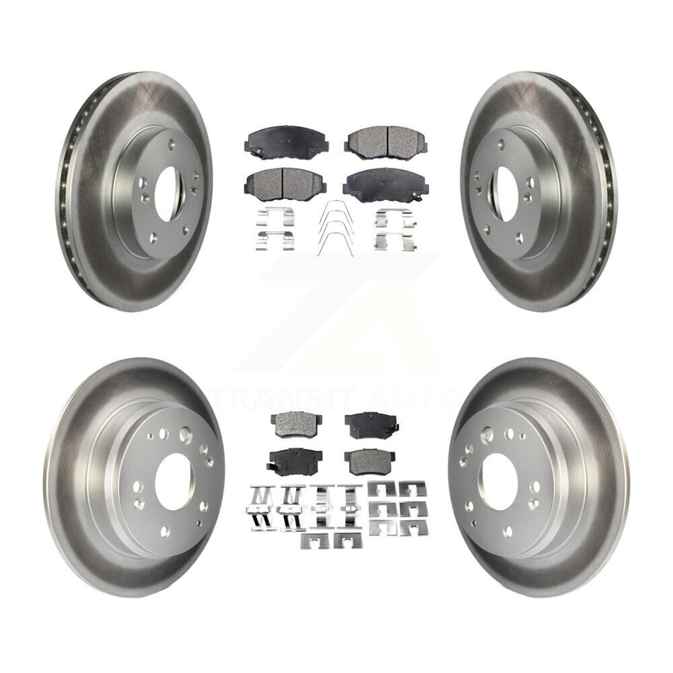 Front Rear Coated Disc Brake Rotors And Ceramic Pads Kit For 2003-2011 Honda Element KGT-100841