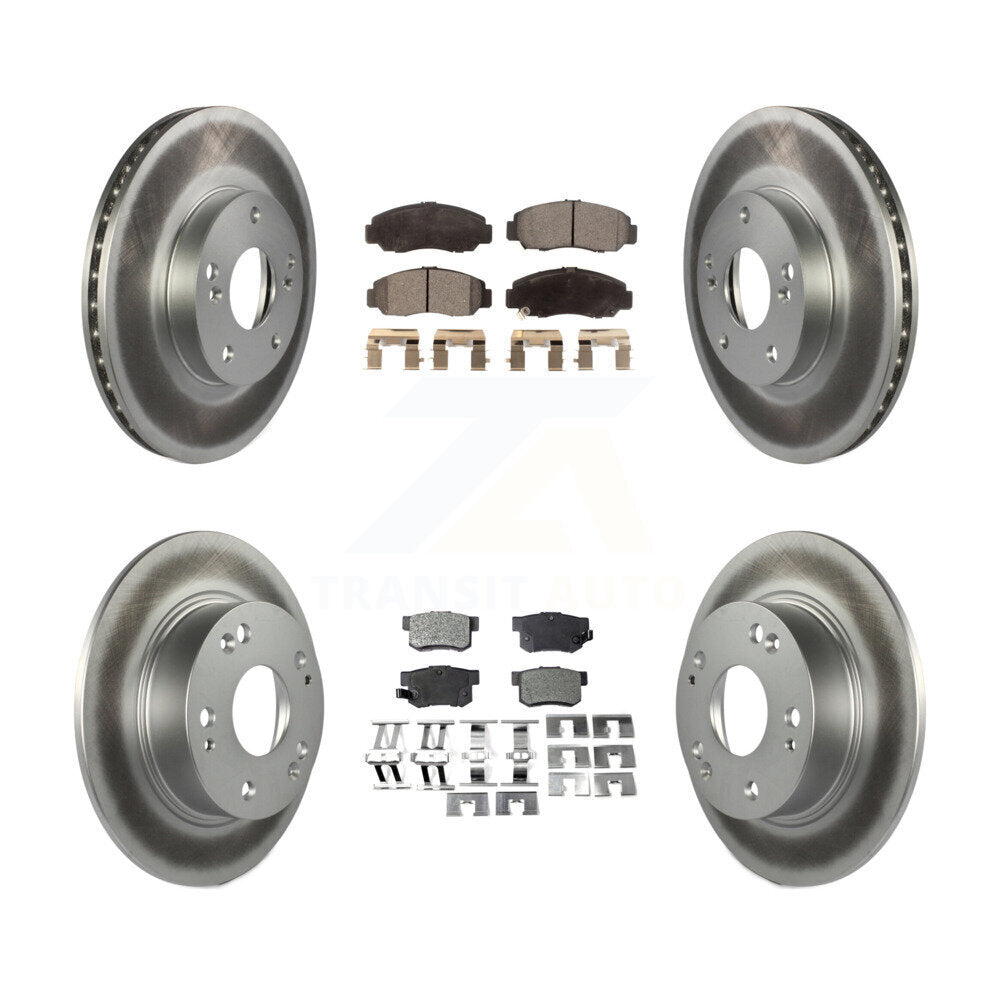 Front Rear Coated Disc Brake Rotors And Ceramic Pads Kit For Honda Accord KGT-100845
