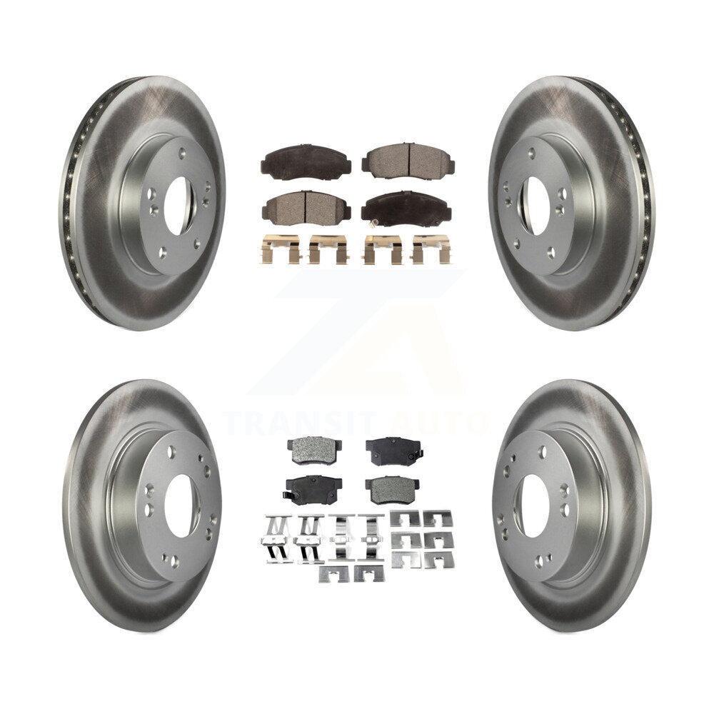 Front Rear Coated Disc Brake Rotors And Ceramic Pads Kit For Acura CSX KGT-100846