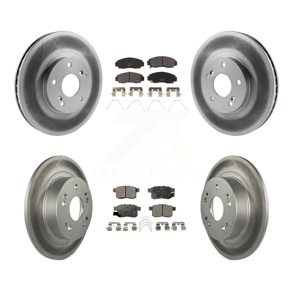 Front Rear Coated Disc Brake Rotors And Ceramic Pads Kit For Honda Accord Acura TSX KGT-100854