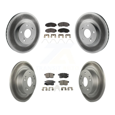 Front Rear Coated Disc Brake Rotors And Ceramic Pads Kit For Honda Accord Acura TSX KGT-100854